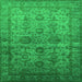 Square Machine Washable Oriental Green Industrial Area Rugs, wshurb1965grn