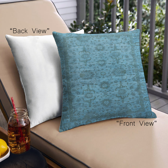 Front View of Mid-Century Modern Urban Square Blue Throw Pillow, 18 inch by 18 inch, pwurb1965