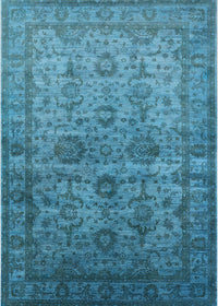 Machine Washable Industrial Modern Blue Rug, wshurb1965