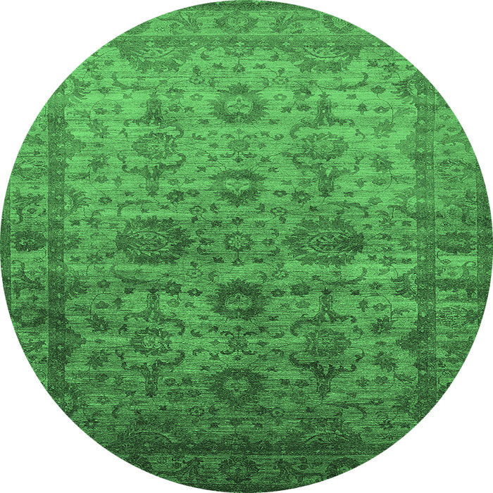 Round Oriental Emerald Green Industrial Rug, urb1965emgrn