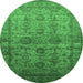 Round Oriental Emerald Green Industrial Rug, urb1965emgrn