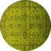 Round Oriental Yellow Industrial Rug, urb1965yw