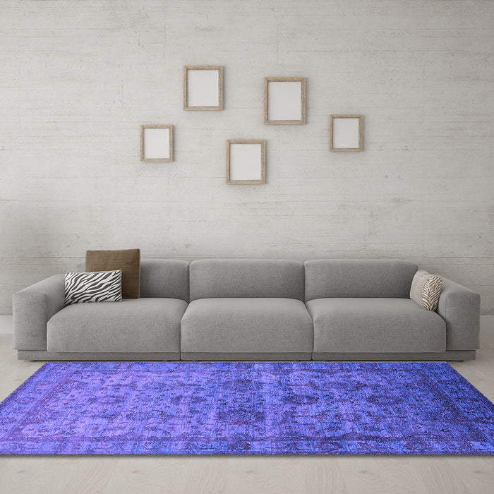 Machine Washable Oriental Purple Industrial Area Rugs in a Living Room, wshurb1965pur
