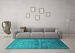 Machine Washable Oriental Turquoise Industrial Area Rugs in a Living Room,, wshurb1965turq