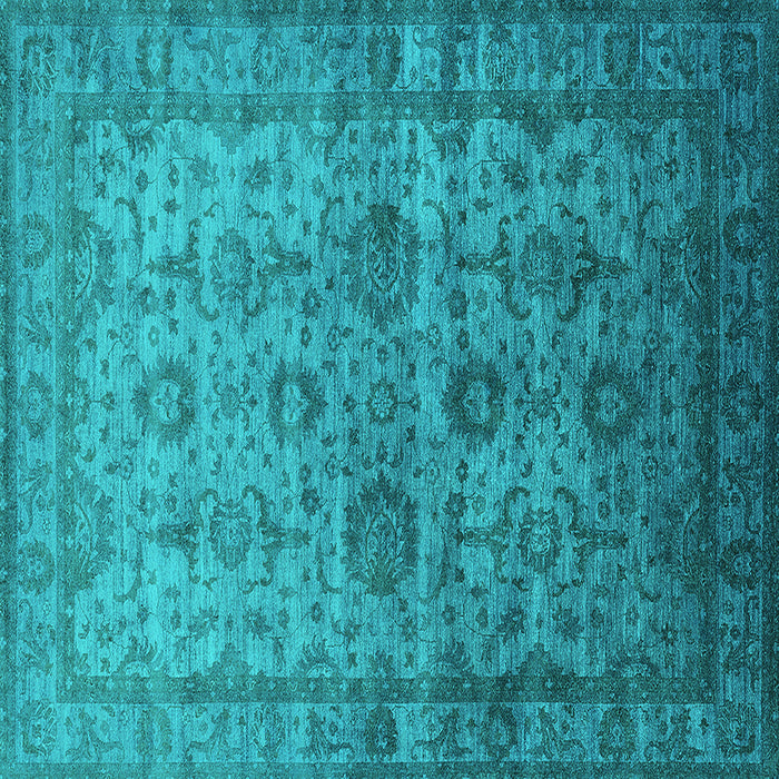 Square Oriental Turquoise Industrial Rug, urb1965turq