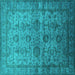 Square Oriental Turquoise Industrial Rug, urb1965turq