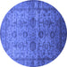 Round Oriental Blue Industrial Rug, urb1965blu