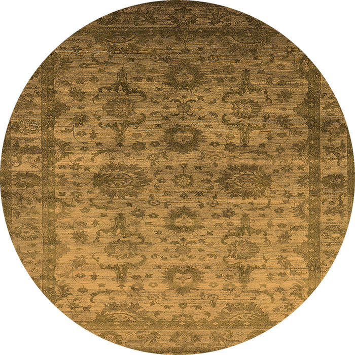 Round Machine Washable Oriental Orange Industrial Area Rugs, wshurb1965org