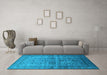 Machine Washable Oriental Light Blue Industrial Rug in a Living Room, wshurb1965lblu