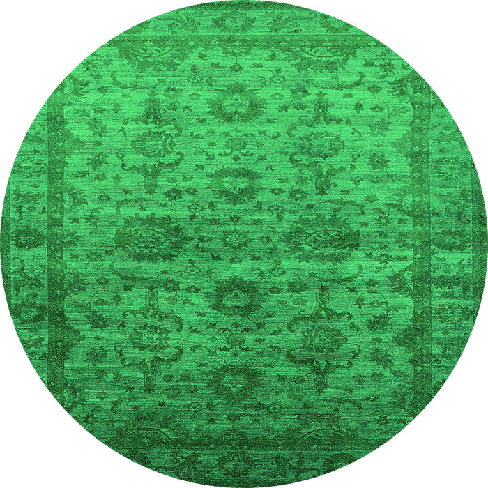Round Oriental Green Industrial Rug, urb1965grn