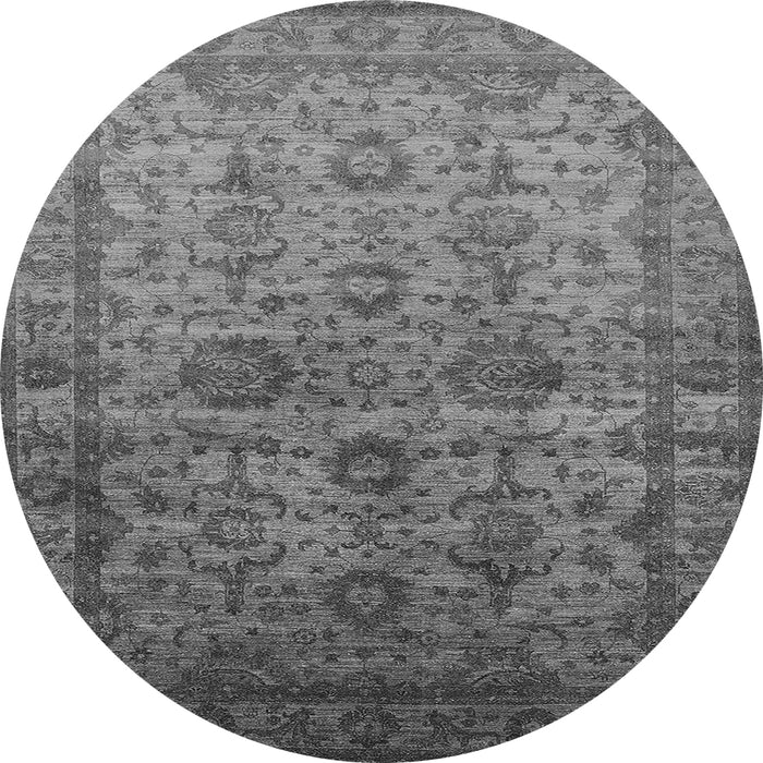 Round Machine Washable Oriental Gray Industrial Rug, wshurb1965gry