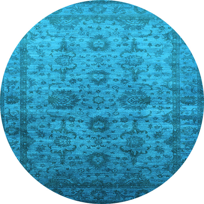 Round Oriental Light Blue Industrial Rug, urb1965lblu