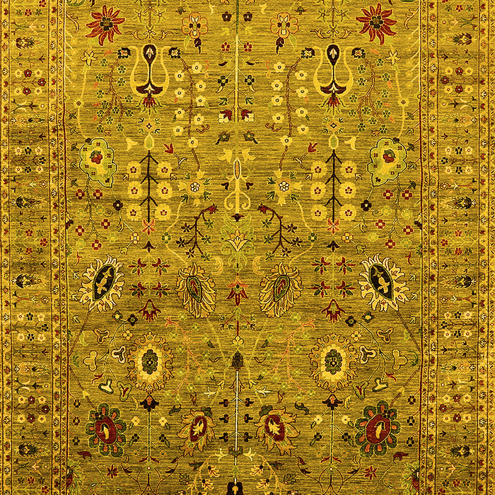Machine Washable Oriental Yellow Industrial Rug, wshurb1966yw