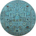 Round Oriental Light Blue Industrial Rug, urb1966lblu