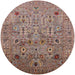 Round Mid-Century Modern Chestnut Brown Oriental Rug, urb1966