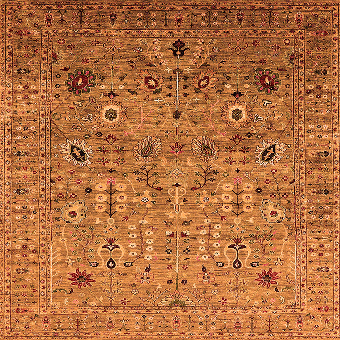 Square Machine Washable Oriental Orange Industrial Area Rugs, wshurb1966org