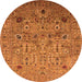 Round Oriental Orange Industrial Rug, urb1966org