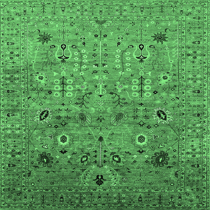 Square Machine Washable Oriental Emerald Green Industrial Area Rugs, wshurb1966emgrn