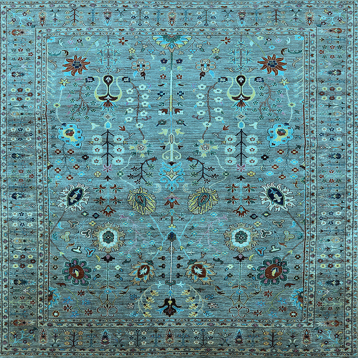 Square Machine Washable Oriental Light Blue Industrial Rug, wshurb1966lblu