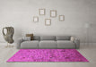 Machine Washable Oriental Pink Industrial Rug in a Living Room, wshurb1966pnk