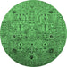 Round Oriental Emerald Green Industrial Rug, urb1966emgrn