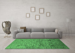 Machine Washable Oriental Emerald Green Industrial Area Rugs in a Living Room,, wshurb1966emgrn