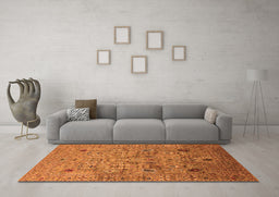 Machine Washable Oriental Orange Industrial Area Rugs in a Living Room, wshurb1966org