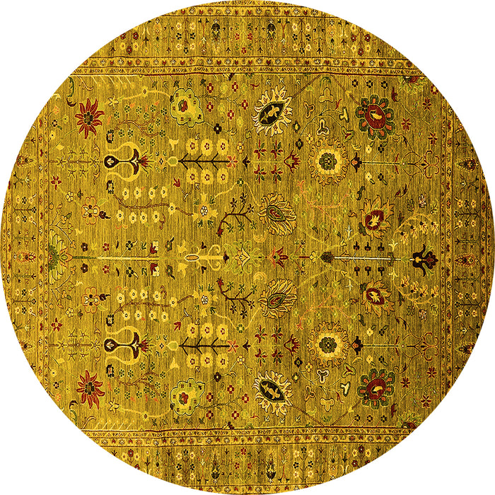 Round Oriental Yellow Industrial Rug, urb1966yw