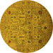 Round Oriental Yellow Industrial Rug, urb1966yw