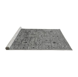 Sideview of Machine Washable Oriental Gray Industrial Rug, wshurb1966gry