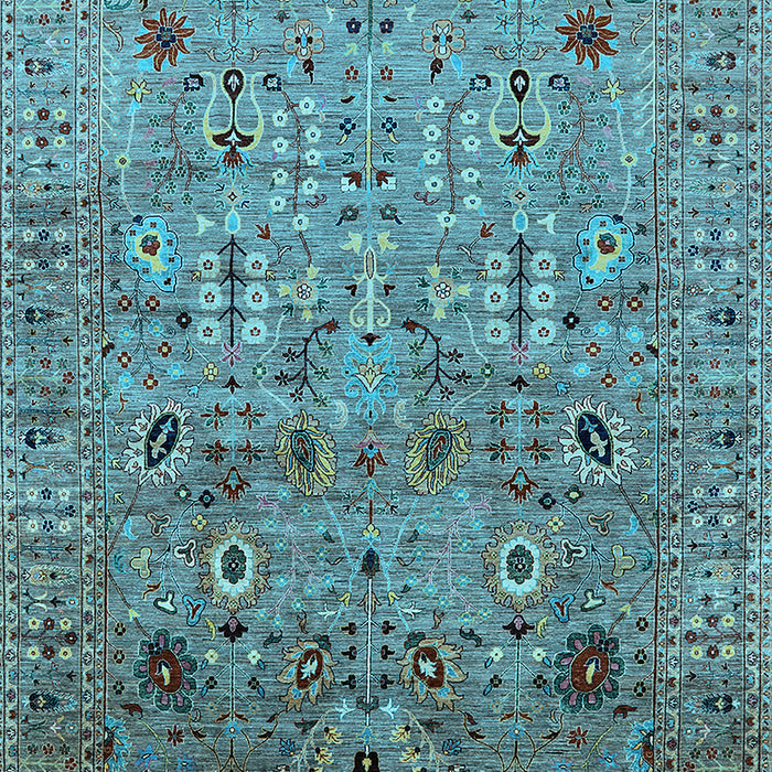 Machine Washable Oriental Light Blue Industrial Rug, wshurb1966lblu