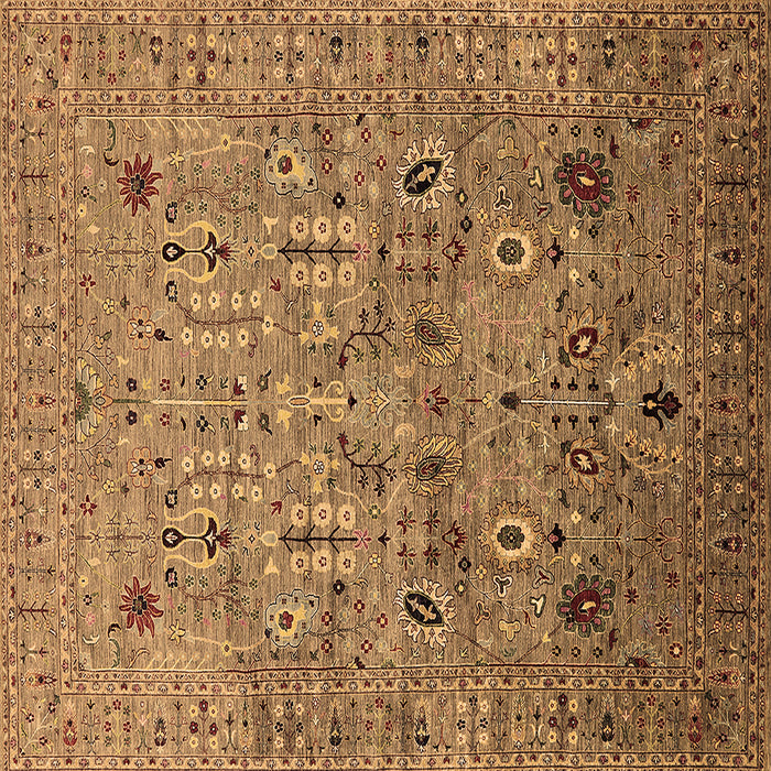 Square Machine Washable Oriental Brown Industrial Rug, wshurb1966brn