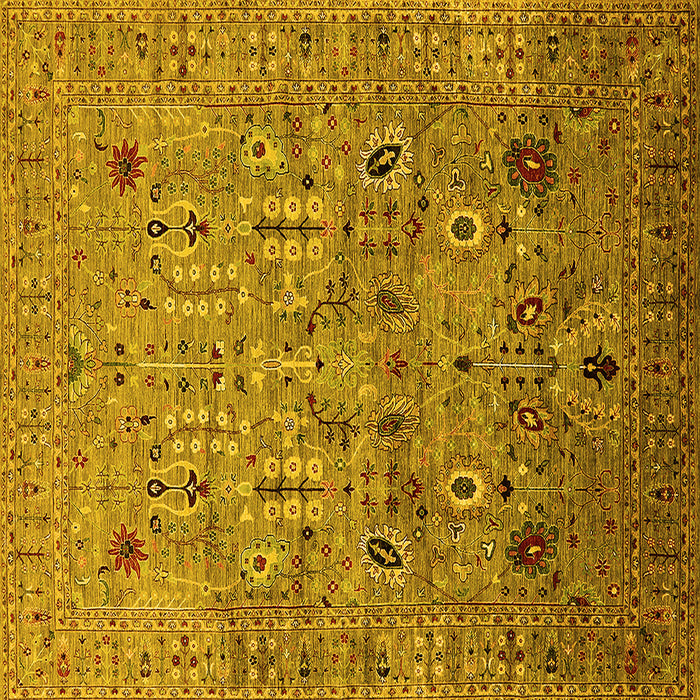 Square Machine Washable Oriental Yellow Industrial Rug, wshurb1966yw