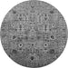 Round Oriental Gray Industrial Rug, urb1966gry