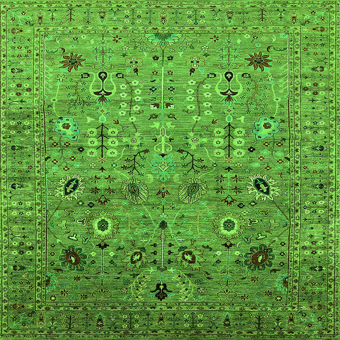 Square Machine Washable Oriental Green Industrial Area Rugs, wshurb1966grn