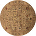 Round Oriental Brown Industrial Rug, urb1966brn