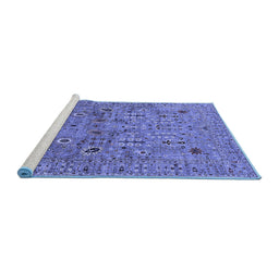 Sideview of Machine Washable Oriental Blue Industrial Rug, wshurb1966blu
