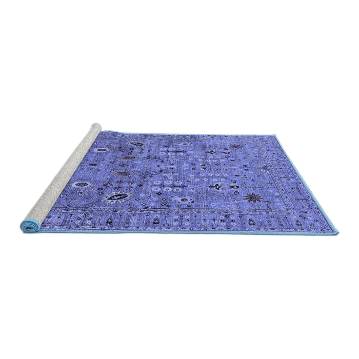 Sideview of Machine Washable Oriental Blue Industrial Rug, wshurb1966blu