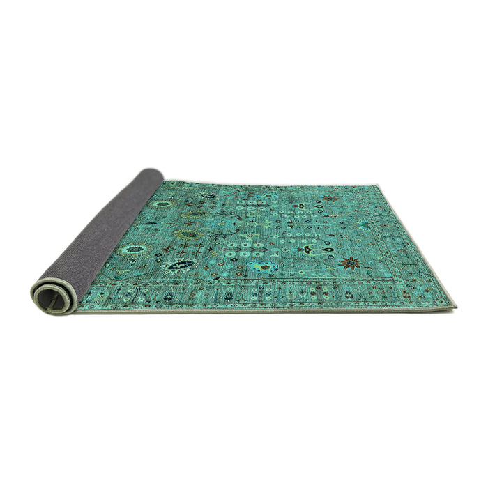 Sideview of Oriental Turquoise Industrial Rug, urb1966turq