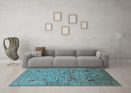 Machine Washable Oriental Light Blue Industrial Rug in a Living Room, wshurb1966lblu
