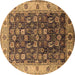 Round Oriental Brown Industrial Rug, urb1967brn