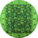 Round Oriental Green Industrial Rug, urb1967grn