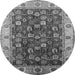 Round Oriental Gray Industrial Rug, urb1967gry