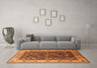 Machine Washable Oriental Orange Industrial Area Rugs in a Living Room, wshurb1967org