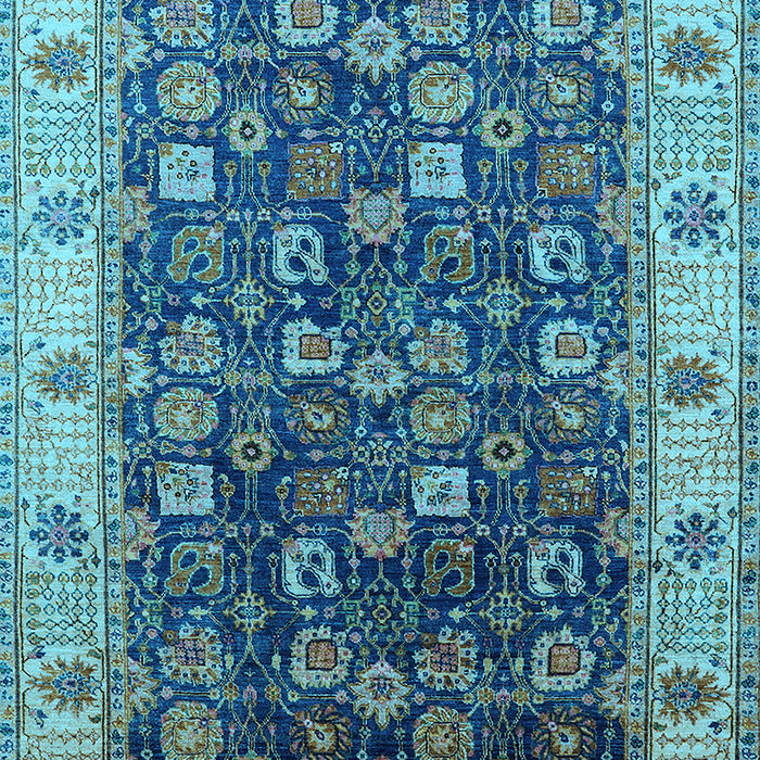 Machine Washable Oriental Light Blue Industrial Rug, wshurb1967lblu