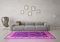 Machine Washable Oriental Pink Industrial Rug, wshurb1967pnk