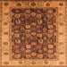 Square Machine Washable Oriental Orange Industrial Area Rugs, wshurb1967org