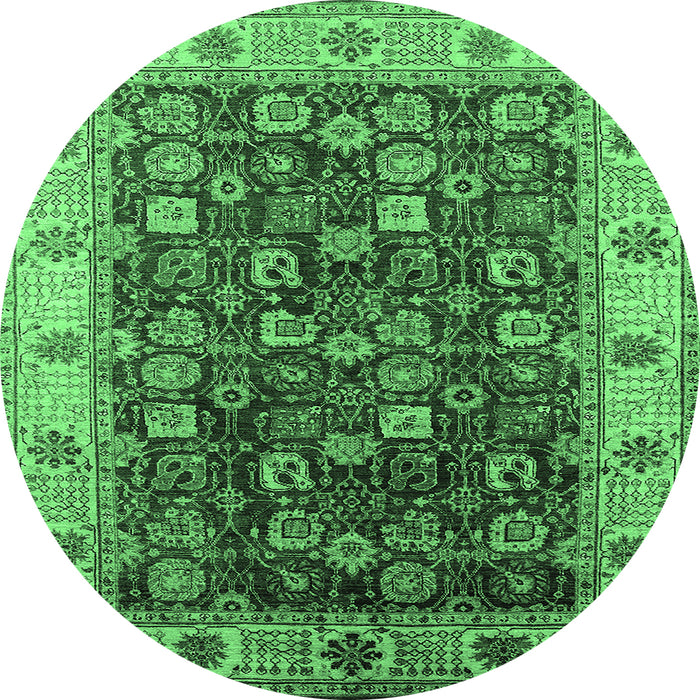 Round Oriental Emerald Green Industrial Rug, urb1967emgrn