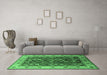 Machine Washable Oriental Emerald Green Industrial Area Rugs in a Living Room,, wshurb1967emgrn