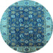 Round Oriental Light Blue Industrial Rug, urb1967lblu